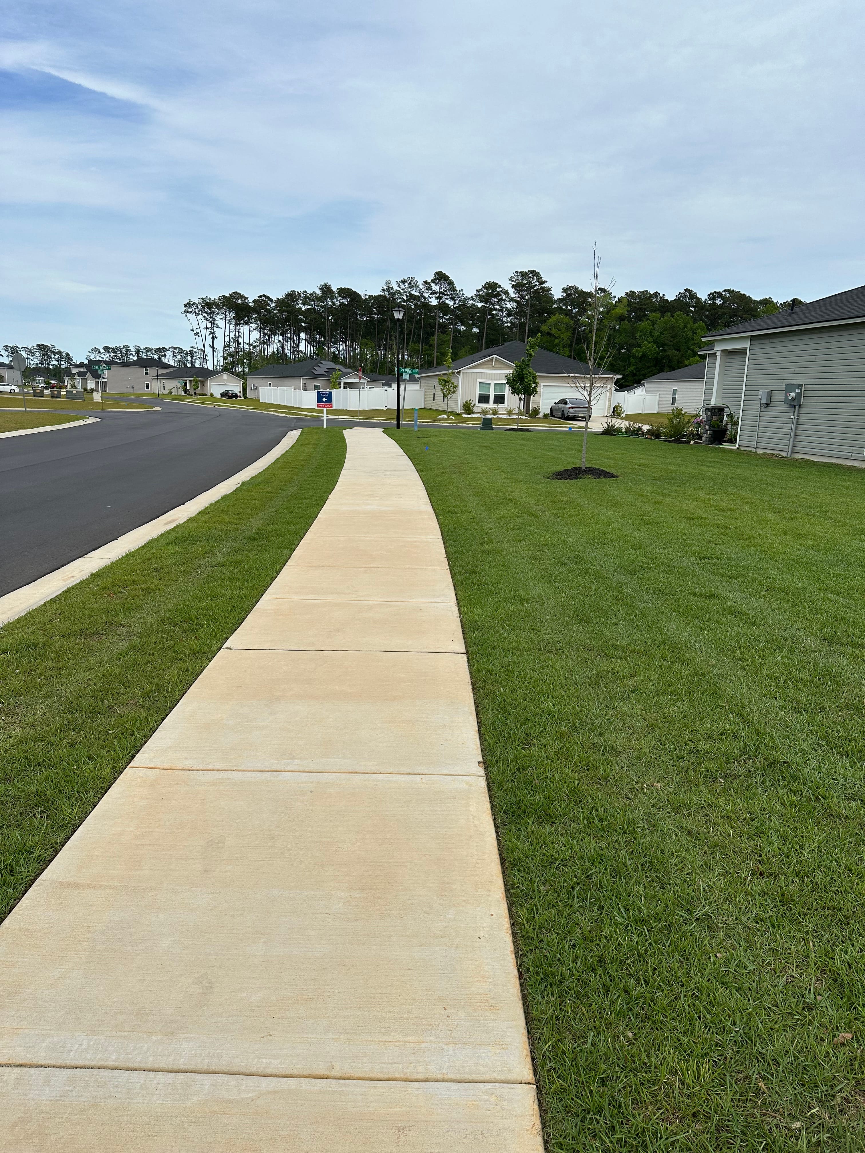 Street-facing lawn with crisp sidewalk edges
